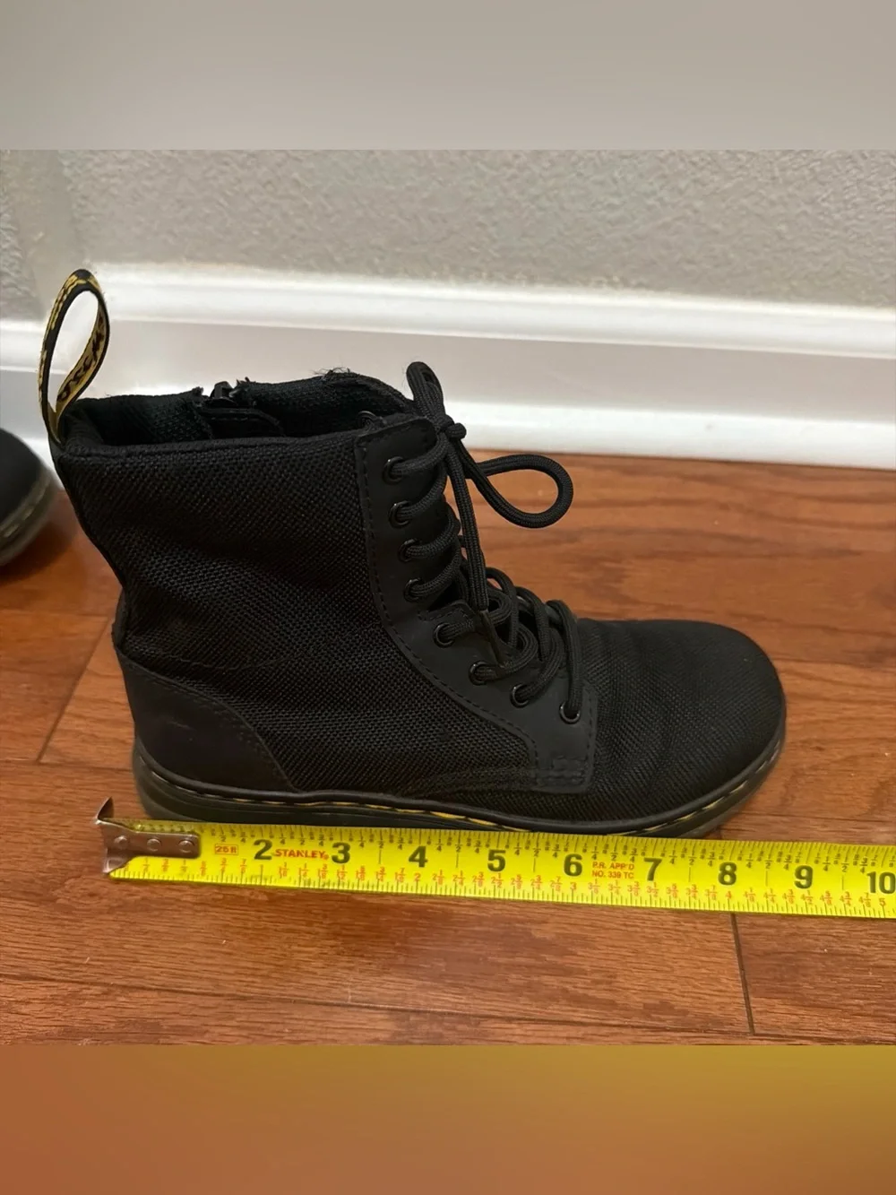 Dr. Martens Doc Combs J Combat Lace Up Boots Canvas Zip Black Kids Sz 2